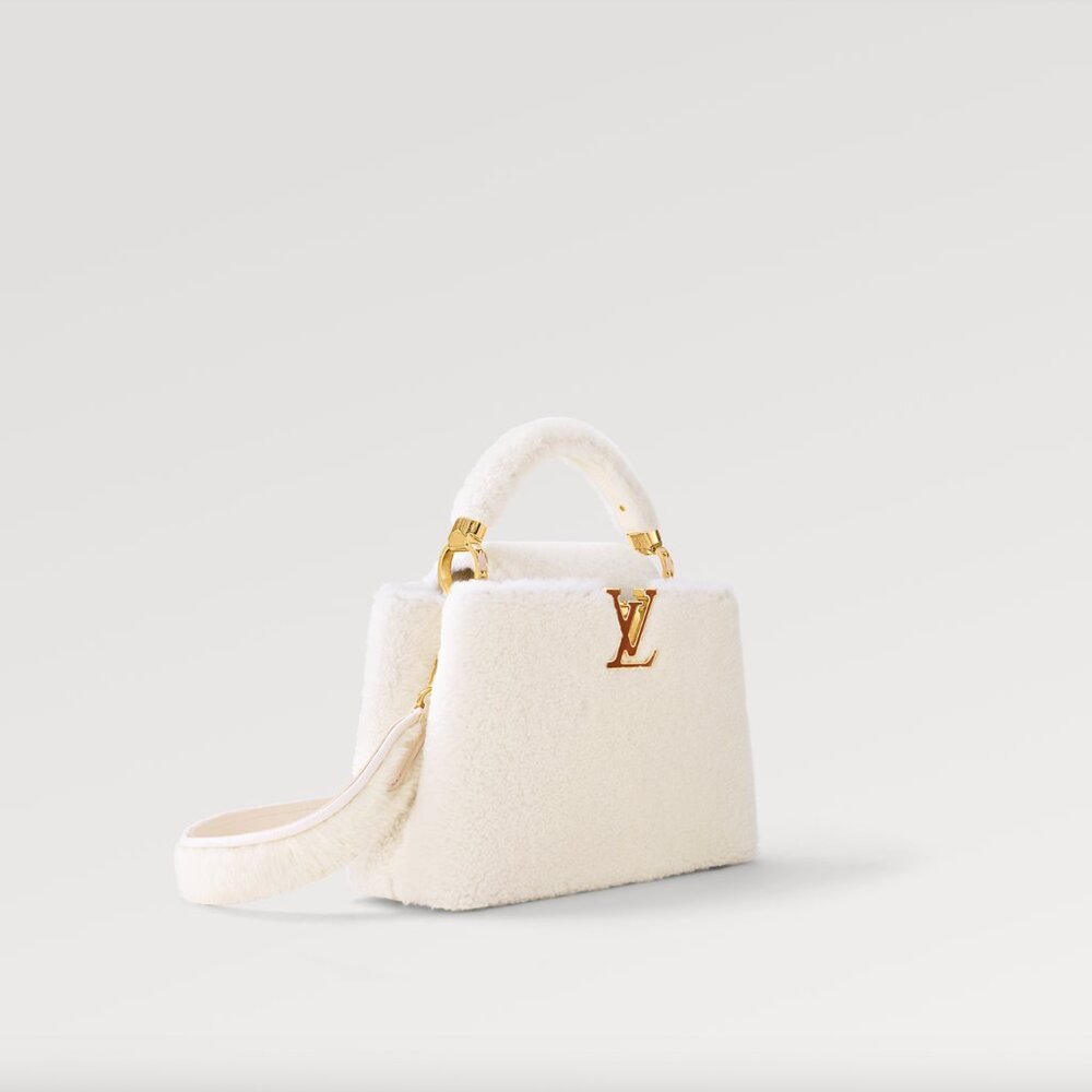 Louis Vuitton White Shearling BB Capucines Bag - Picture 14 of 14